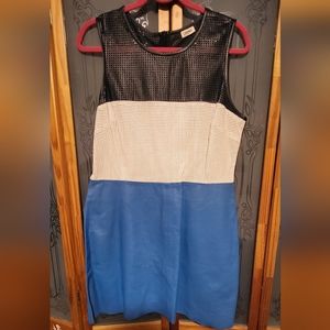 L'AGENCE Color Block Leather Mini Dress